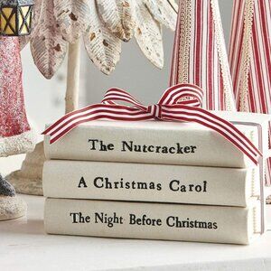 New Raz Imports Holiday Heritage 8" Cream Stacked Christmas Books
